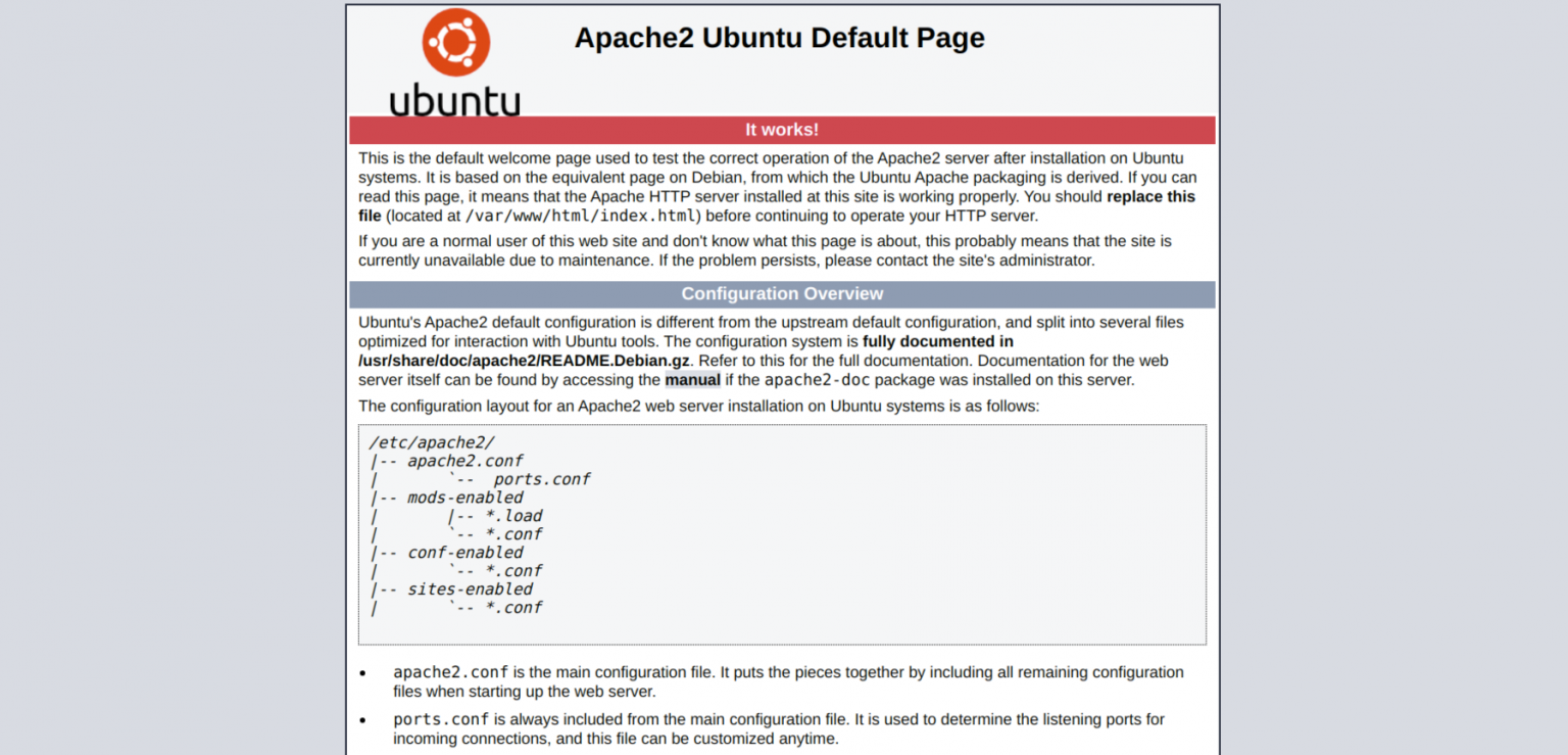 To continue to operate. Apache2 Ubuntu default Page. Проверка apache2 Ubuntu default Page.