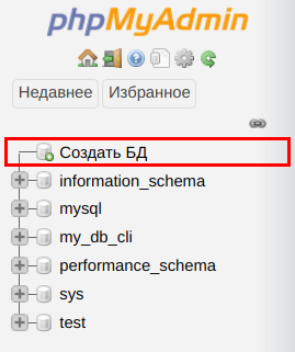 Создание БД в phpMyAdmin