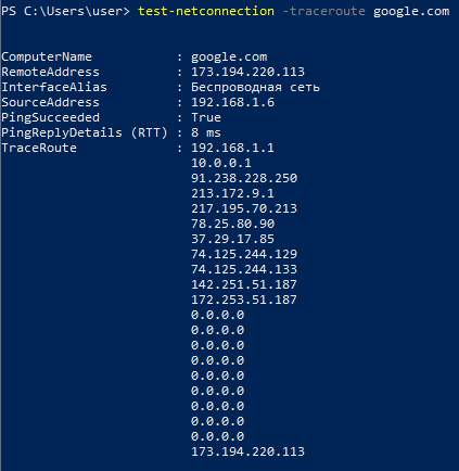 Traceroute POWERSHELL.