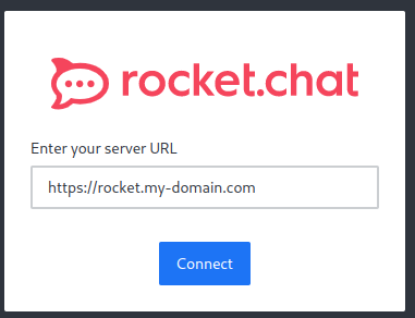 указываем адрес сервера rocket chat