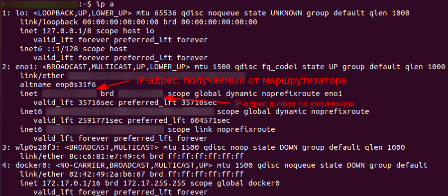 ip адрес в linux
