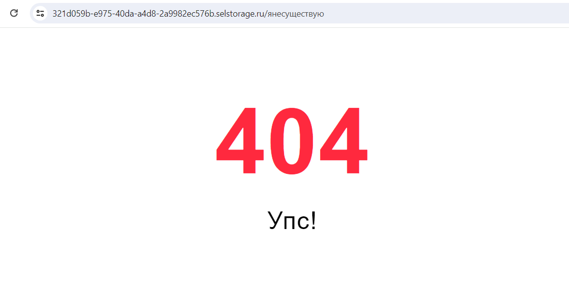 Видим страницу 404.