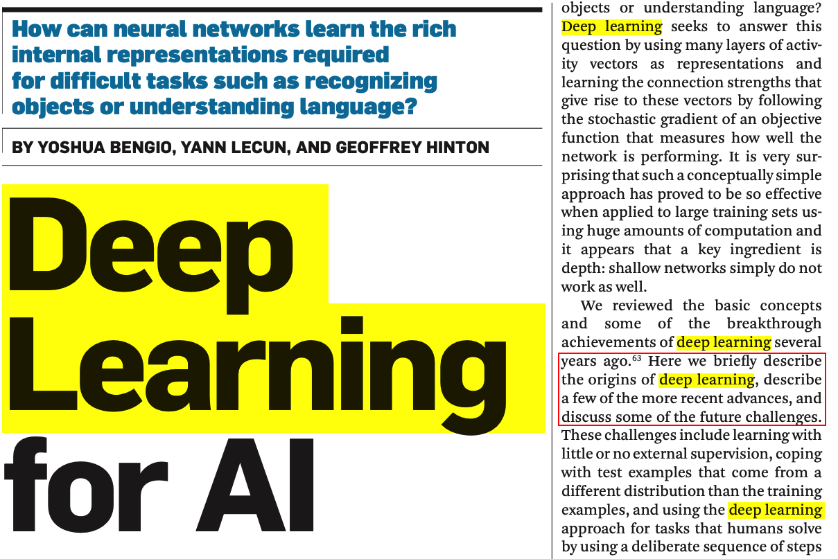 Здесь авторы говорят, что «кратко объяснят происхождение глубокого обучения».