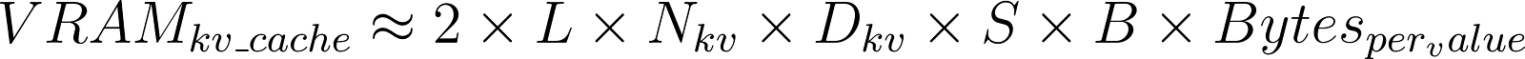 Формула расчета кэша: V RAM (kv_cache) ≈ 2 x L x N (kv) x D (kv) x S x B x Bytes (per_value).