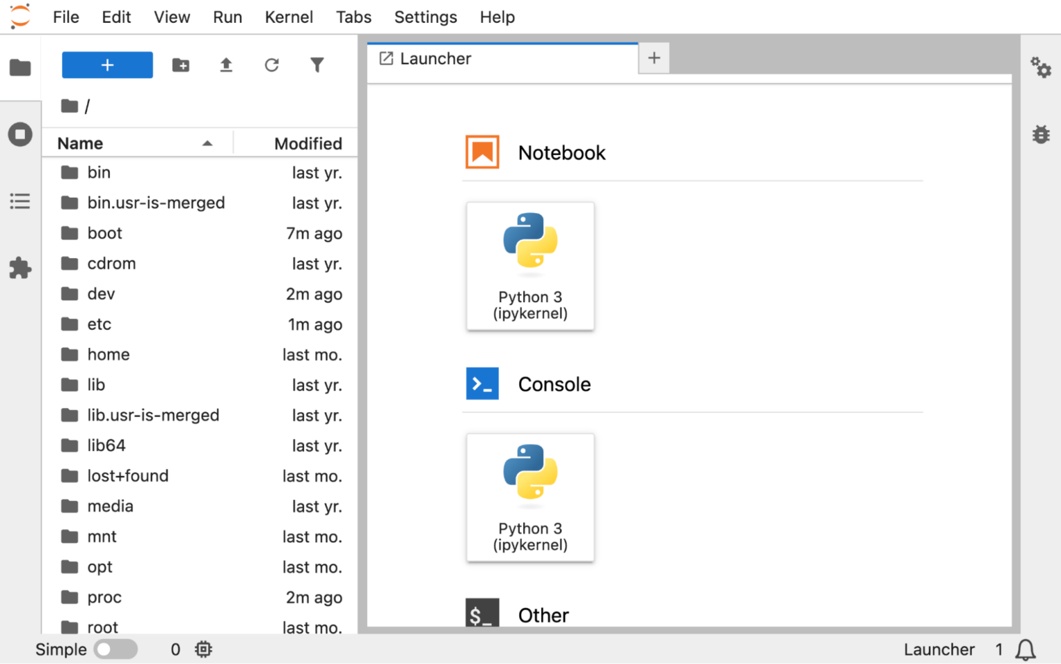 Интерфейс Jupyter.