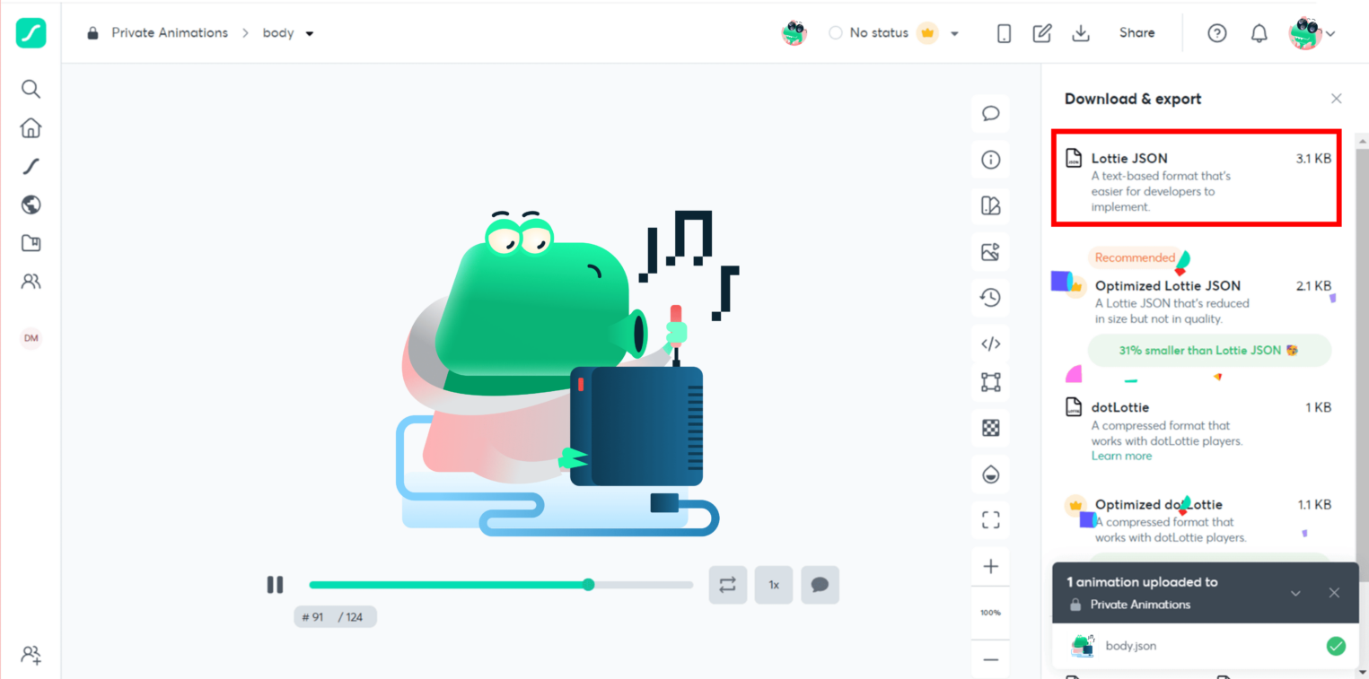 Проверка на сайте и экспорт JSON.