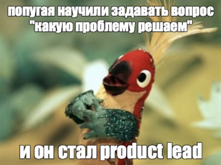 Мем о продакт-менеджере на основе кадра из советского мультика про попугая и удава.