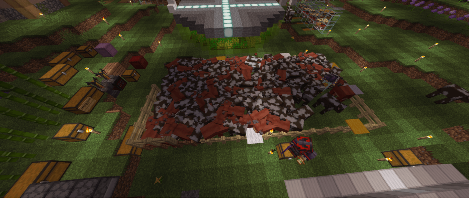 Ферма на около пятисот сущностей в майнкрафт.