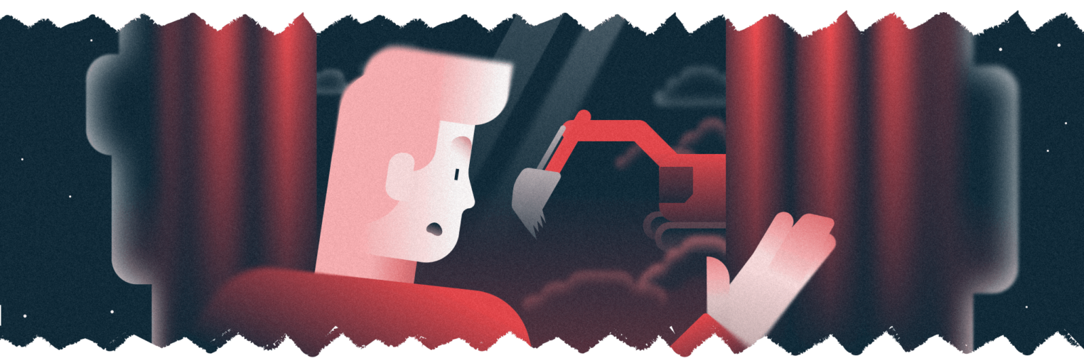 Во сне Илья обнаруживает за окном безумный экскаватор. 