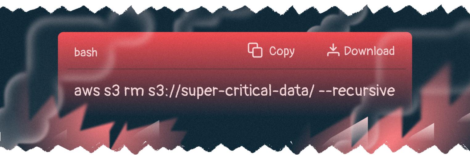 На экране команда: aws s3 rm s3://super-critical-data/ --recursive
