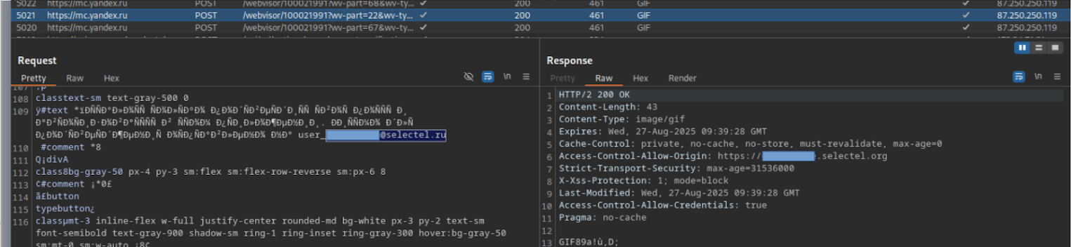 Просмотр данных из аналитики.