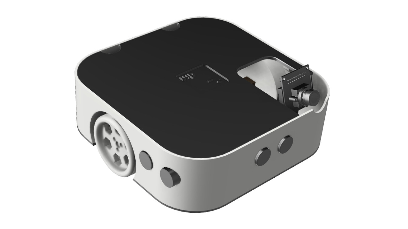 Общий вид 3D-модели корпуса робота в Autodesk Fusion 360 с закругленными углами и вынесенными наружу ведущими колесами.