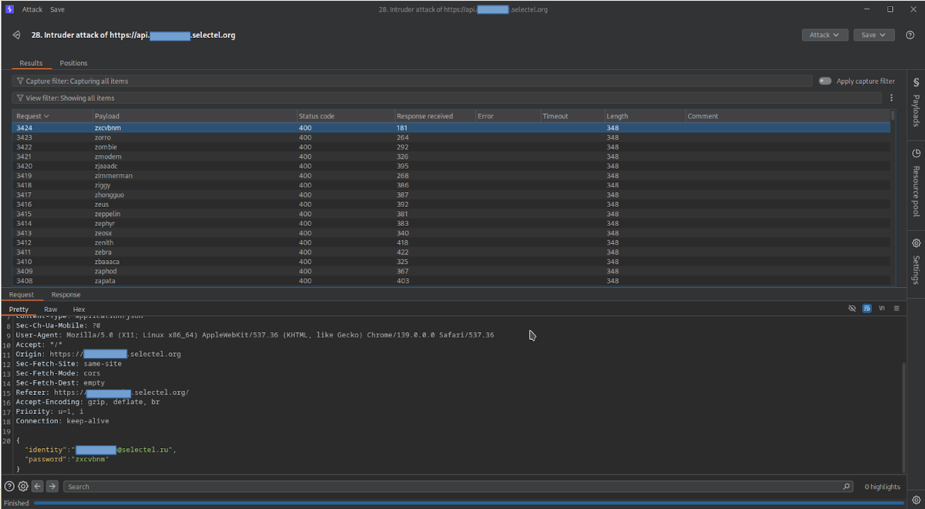 Перебор паролей.