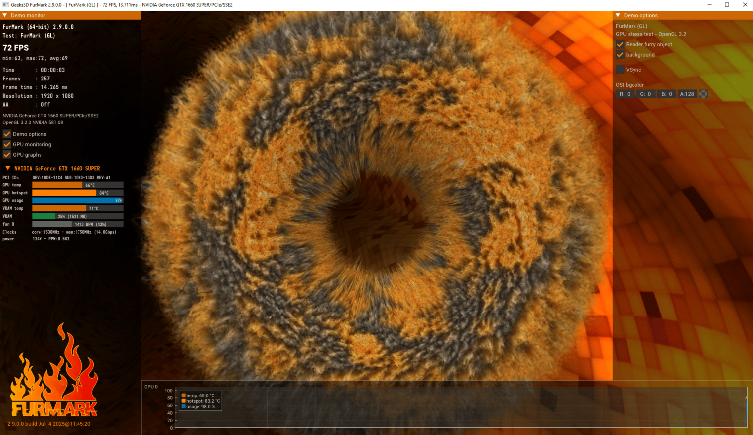 Пример бенчмарка Furmark.