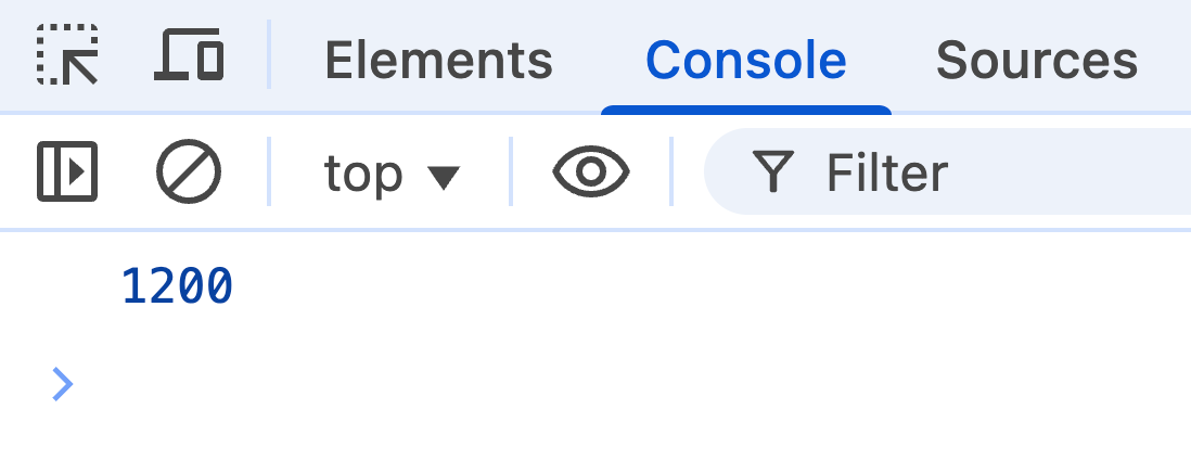 Результат в консоли — 1200.