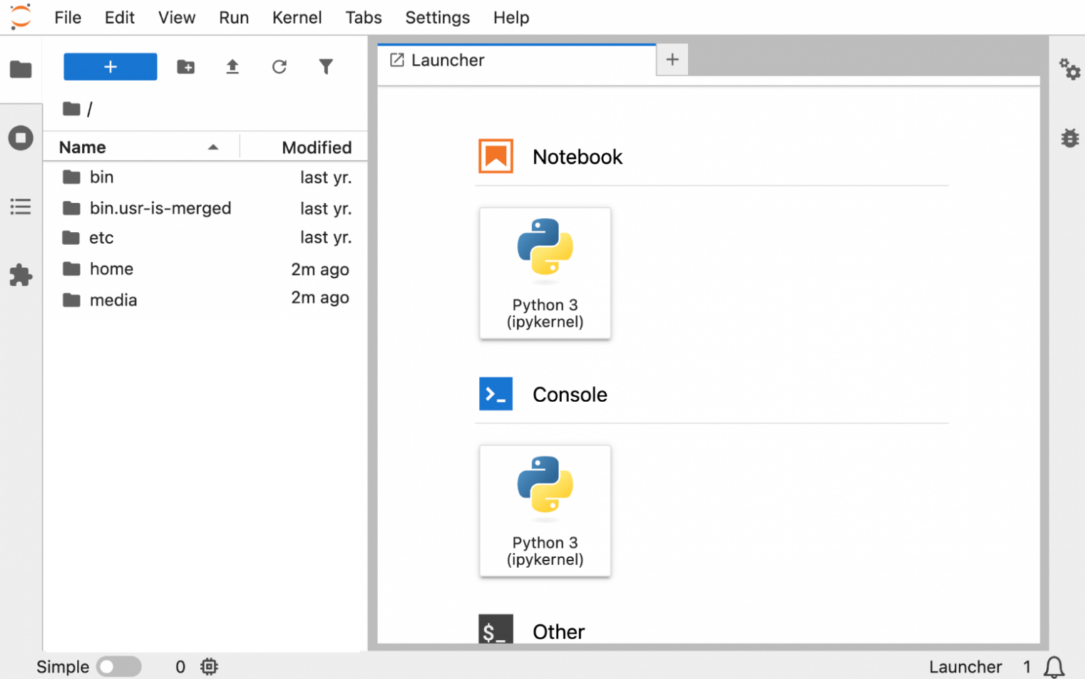 Скриншот подключения к JupyterLab.