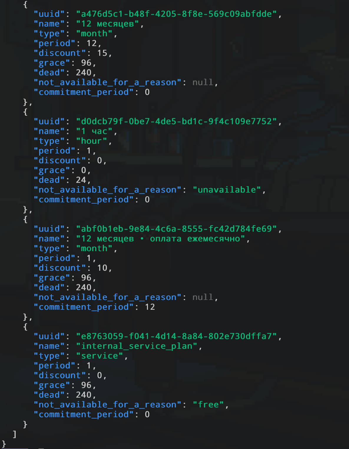 Есть планы на год, час, 12 месяцев с ежемесячной оплатой.