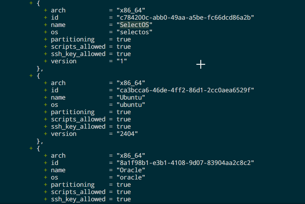 Среди доступных ОС видим SelectOS, Ubuntu и другие.