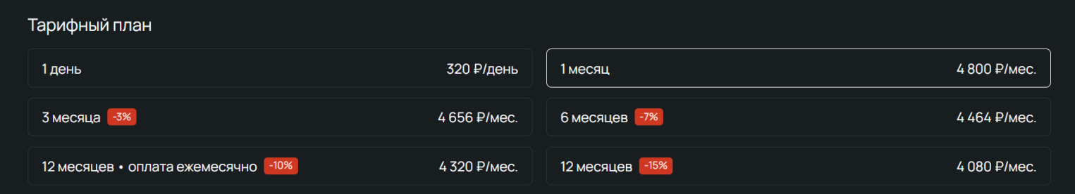 Видим те же самые планы в панели управления.