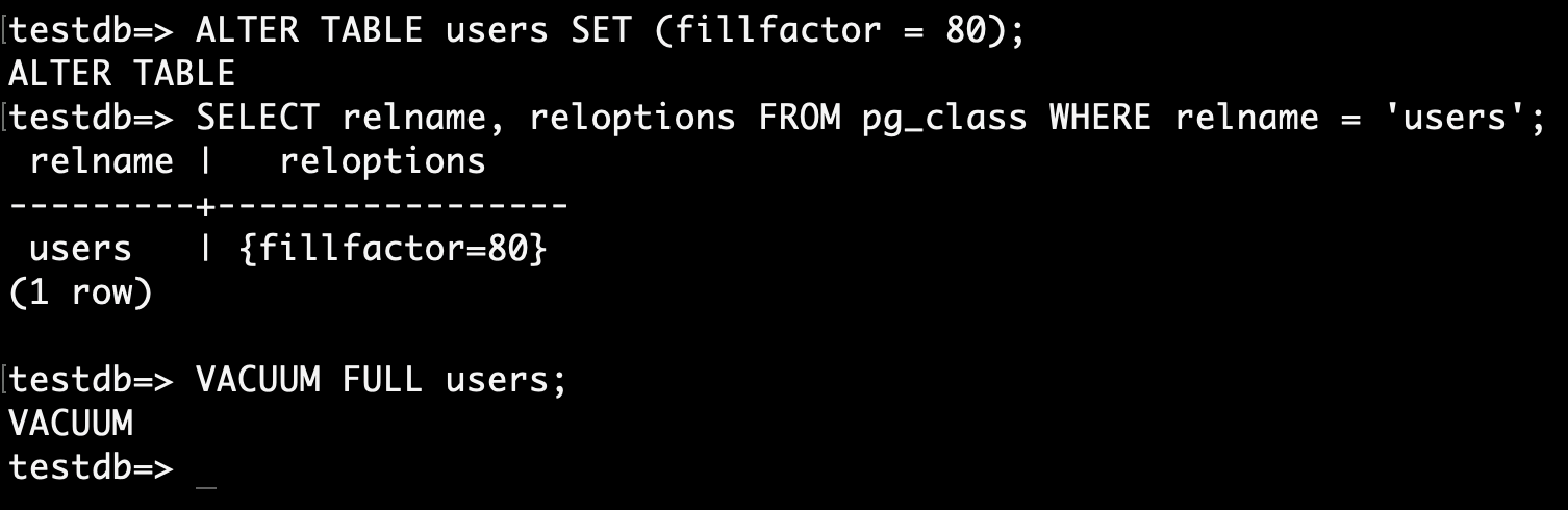 Так выглядит fillfactor.