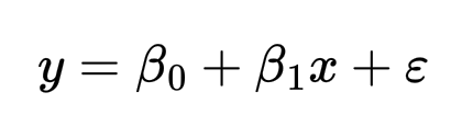 Формула (в формате LaTeX): y = \beta_0 + \beta_1x + \varepsilon