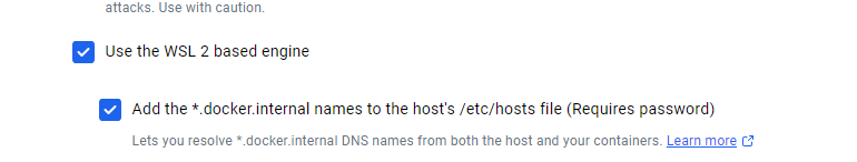 Скриншот настройки WSL2.