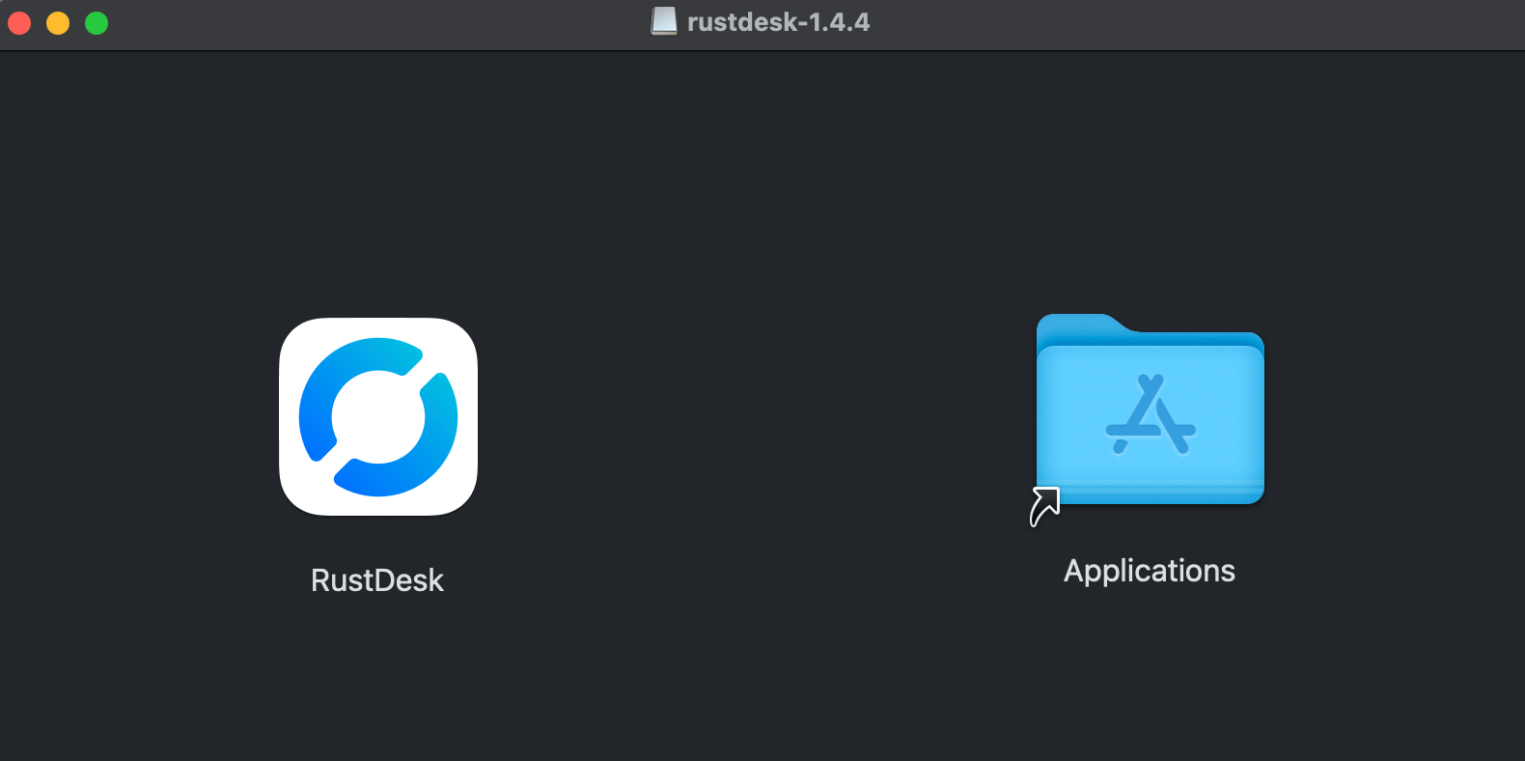 Перенос RustDesk в папку Applications.