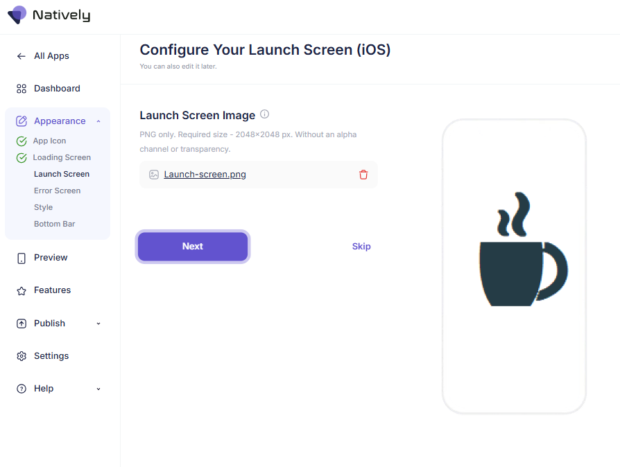 Меню выбора отображения фона экрана.