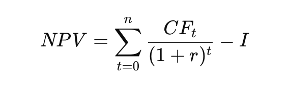 Формула расчета NPV.
