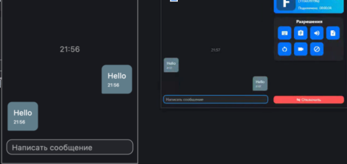Пример голосового и текстового чатов.