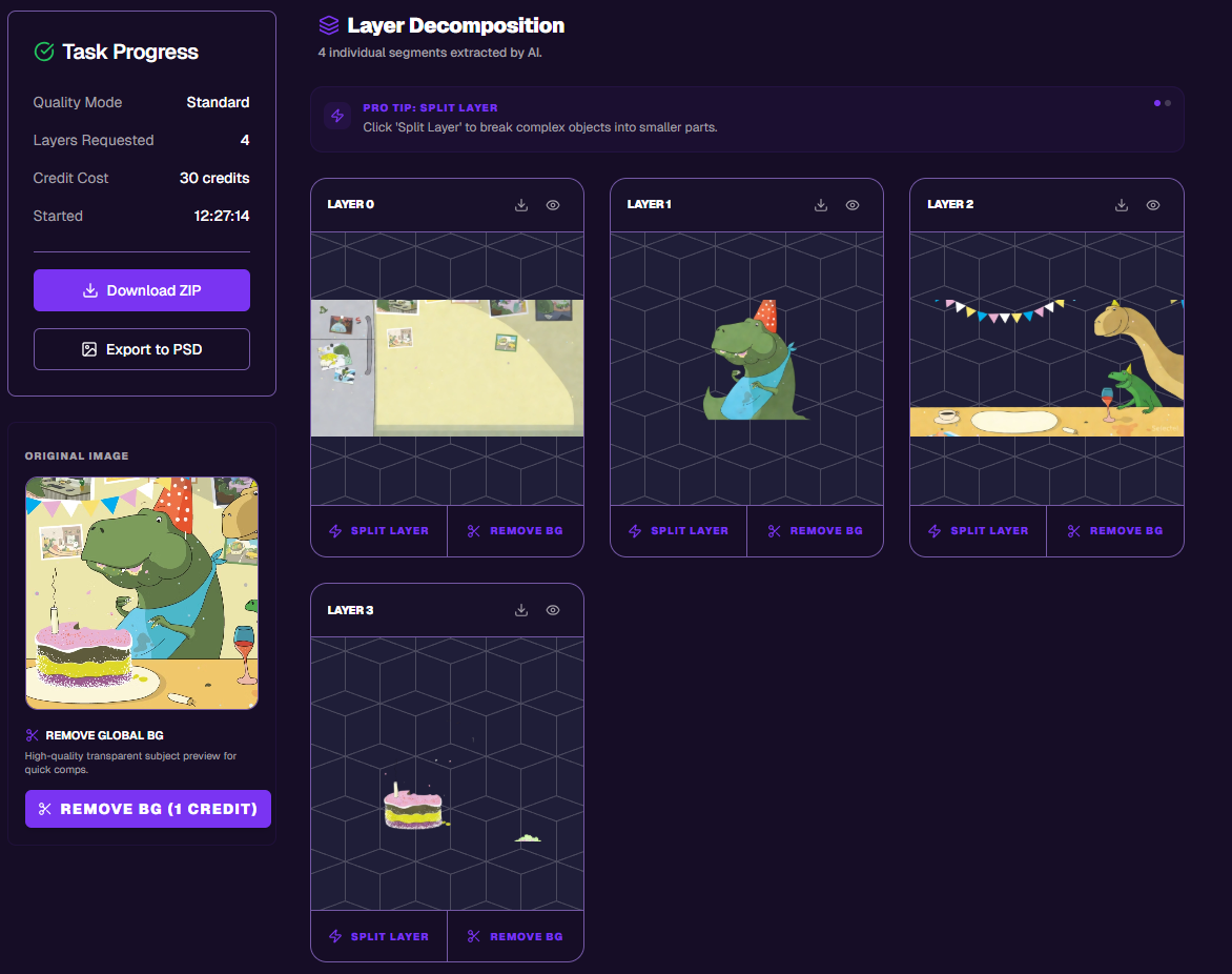 Скриншот интерфейса сервиса imagetolayers.com.