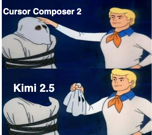 Мем - Cursor Composer 2 оказался переделанным Kimi 2.5.