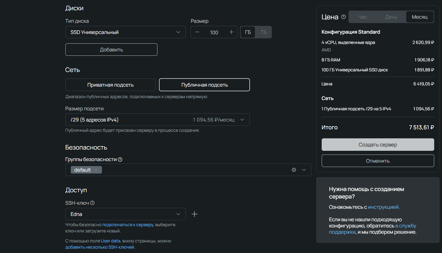 Скриншот из ПУ с 100 ГБ SSD-диском.