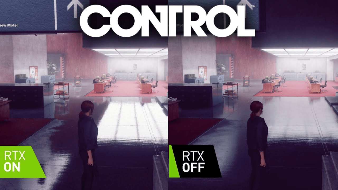 Сравнение графики в Control с включенной и выключенной RTX.