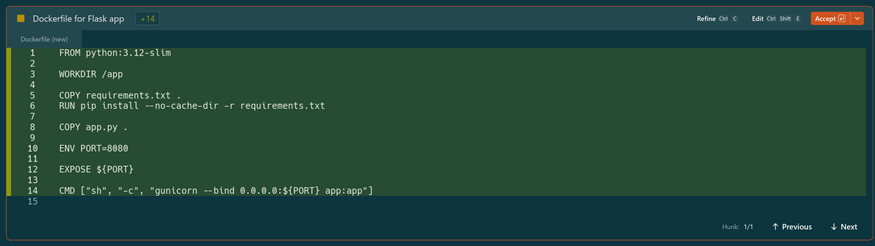 Dockerfile на месте.