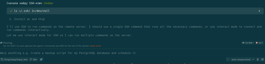 Процесс рассуждений ИИ-помощника.