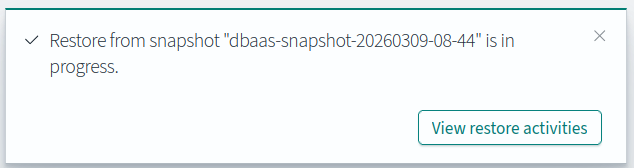 Уведомление об успешном восстановлении снапшота.