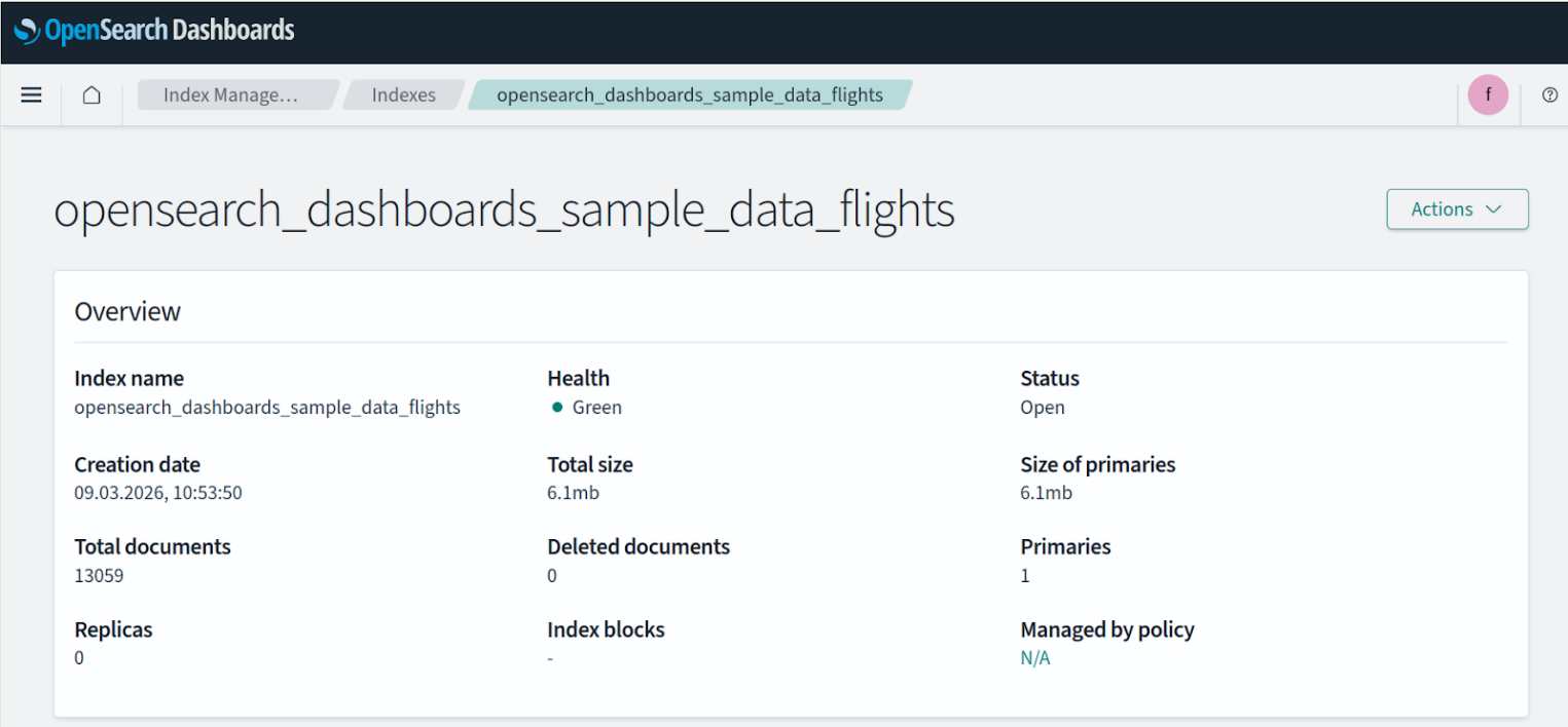 Сведения о конкретном индексе.