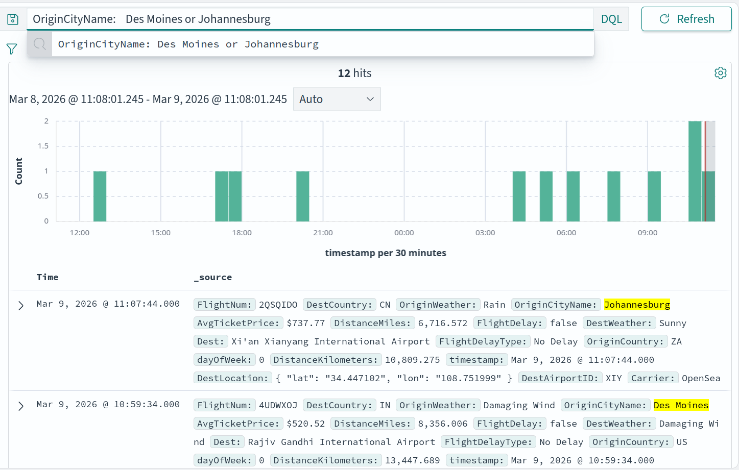 Использование специальных символов для создания шаблонов при поиске данных в OpenSearch Discover.