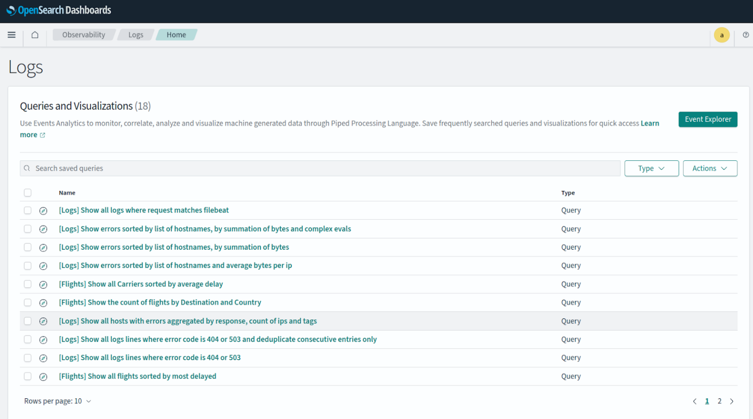 Инструмент Logs Explorer для фильтрации событий и анализа ошибок веб-сервера.