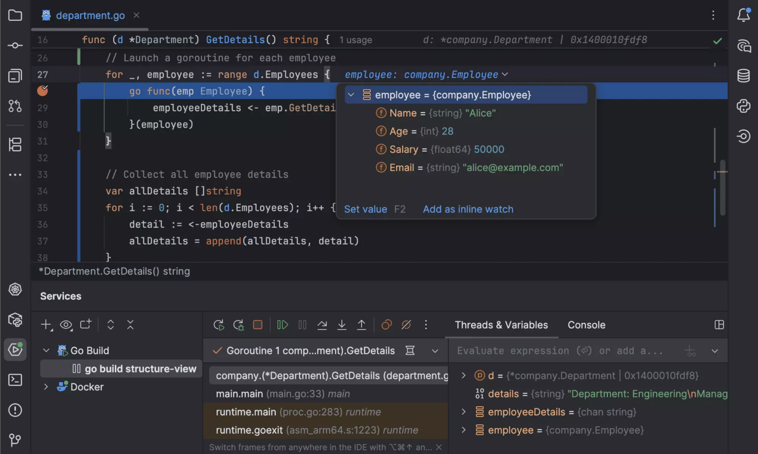 Скриншот из GoLand.