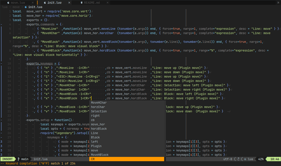 Скриншот из Vim.