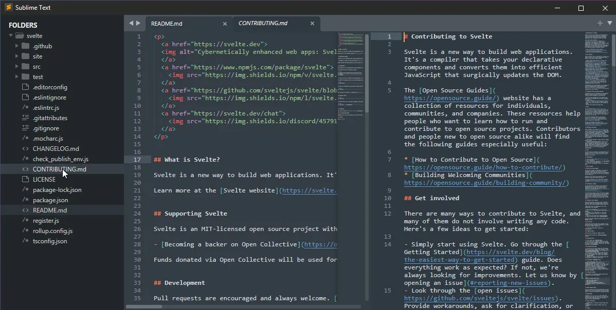 Скриншот из Sublime Text.