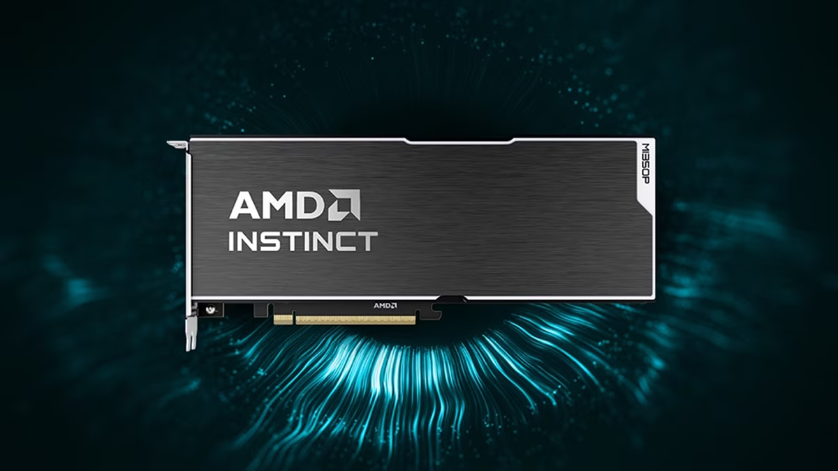 Рендер ускорителя AMD Instinct MI350P в форм-факторе PCIe.