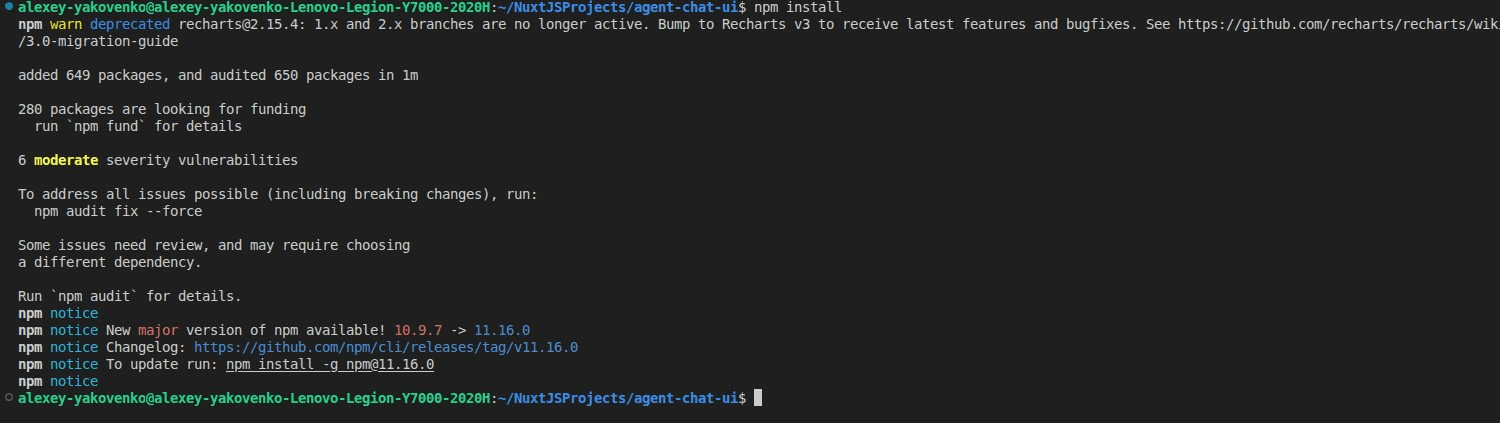 Установка зависимостей через npm install в терминале.