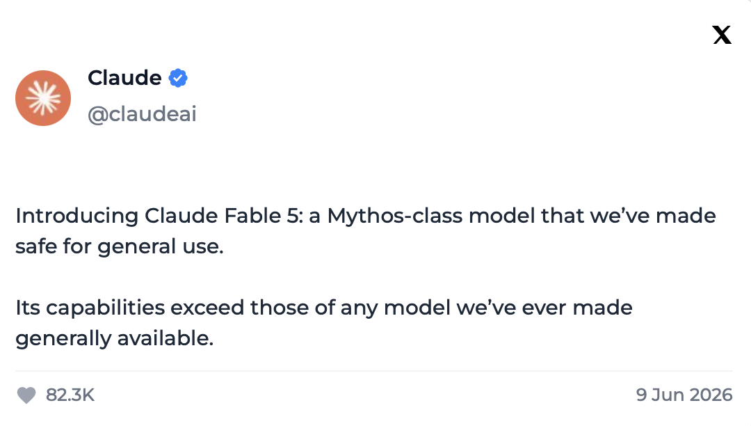 Текст: Представляем Claude Fable 5: модель класса «Mythos».