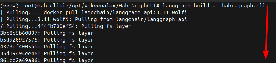 Сборка Docker-образа проекта с помощью команды langgraph build