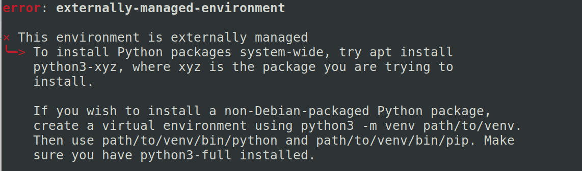 Ошибка externally-managed-environment.