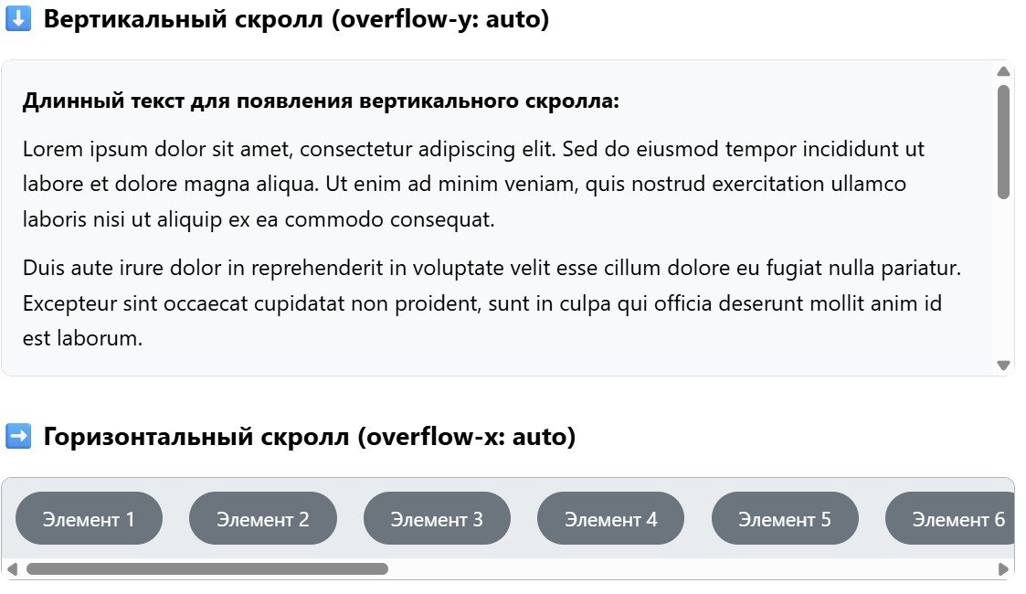 Отображение вертикального и горизонтального скроллбаров в Windows.
