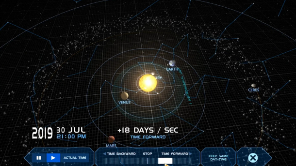 Интерфейс 3D-модели Солнечной системы в сервисе «Solar System Scope».